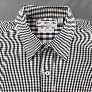 Nick Graham Everywhere Stretch Modern Fit Men's L Black Plaid Long Sleeve Shirt